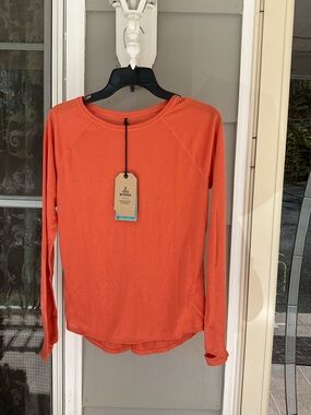 prAna Womens XS Iselle Long Sleeve Tunic Tee Finger Hole NWT Light Weight Orange
